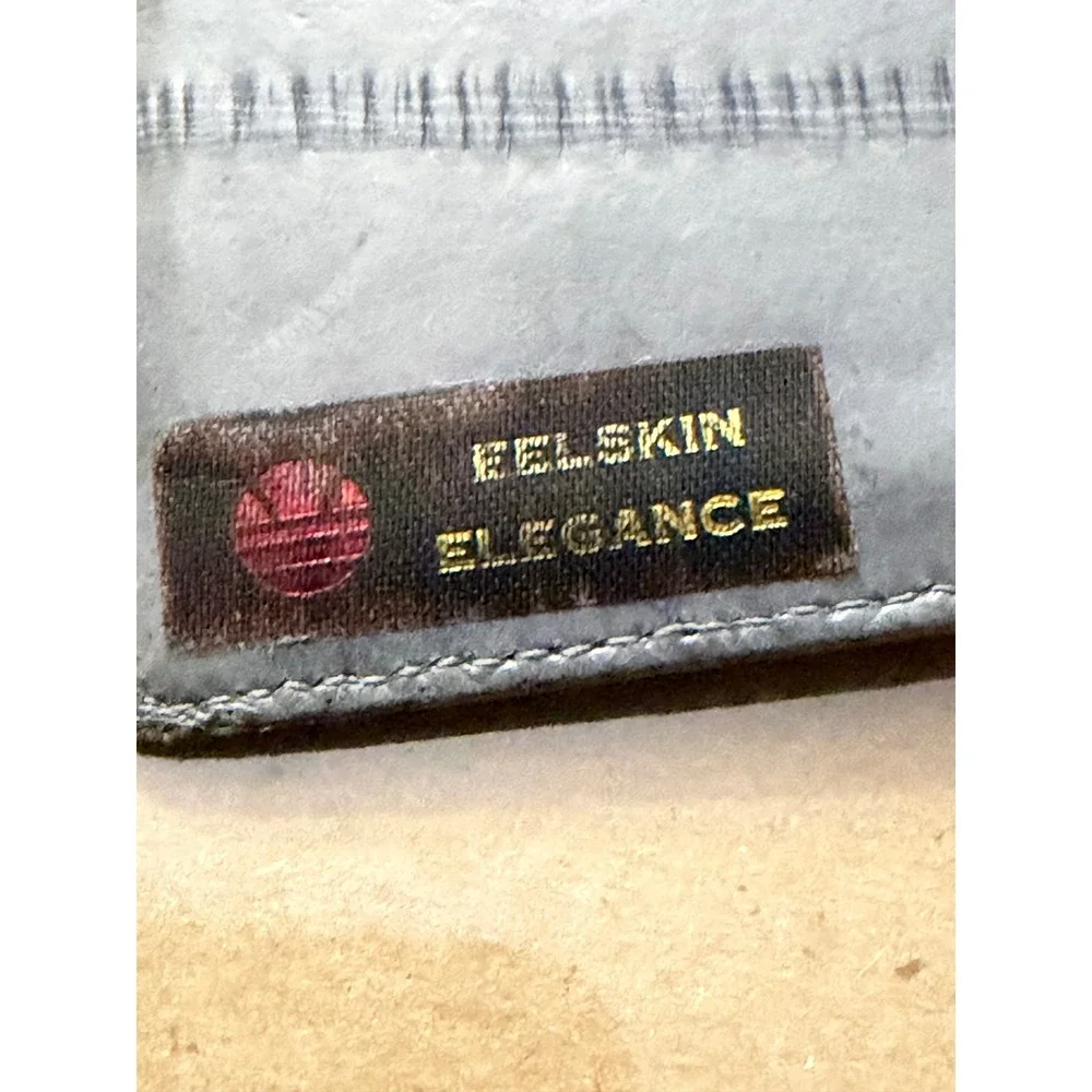 Lee Sands Genuine Eelskin Bifold Wallet Blue Grey Exotic Leather Hawaii Vintage